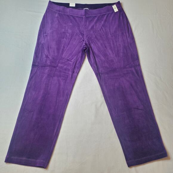 Talbots Womens Size 3X NWT Velour Pull On Ankle Pants Straight Leg Purple - Picture 4 of 10